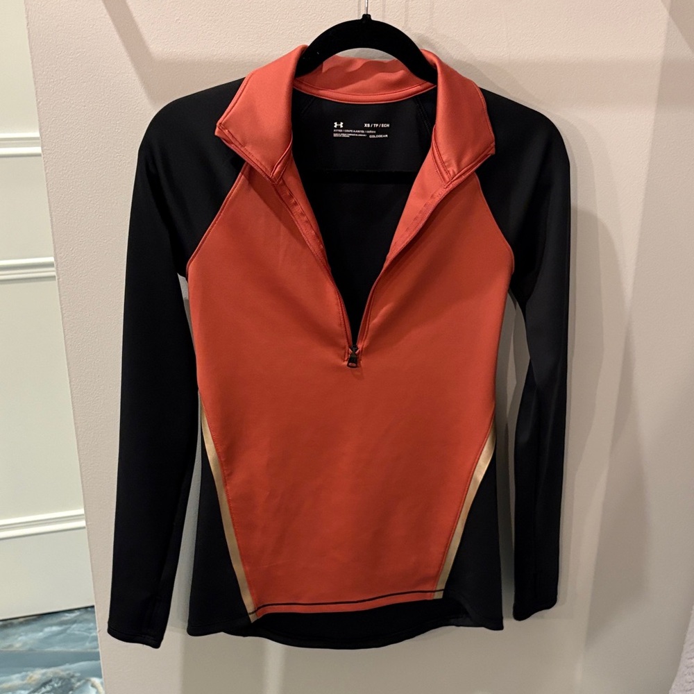 Under Armour Women's Black and Orange Long Sleeve Top